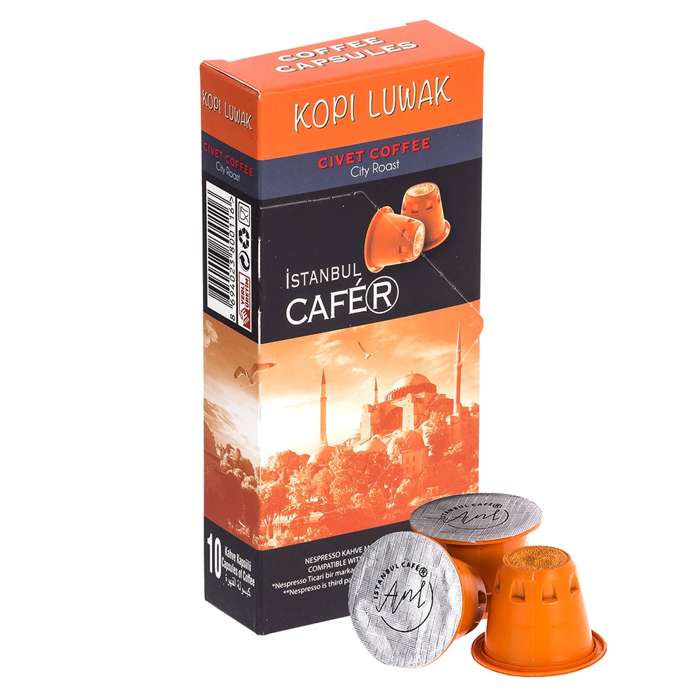 İstanbul Cafe® Nespresso® Uyumlu Kapsül Kahve Kopi Luwak 10 Kapsül
